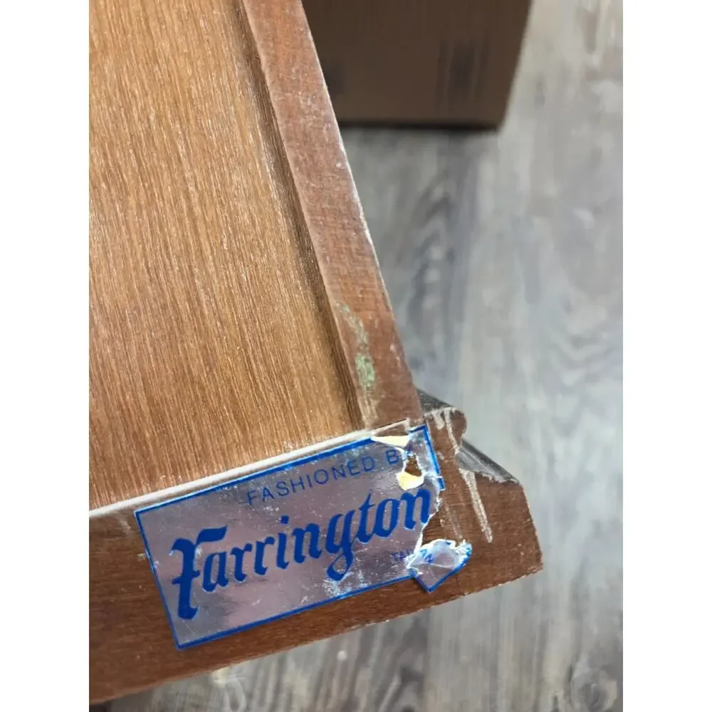Farrington Vintage Wooden Glass Front Velour Lined Mirrored Jewelry Box Holder